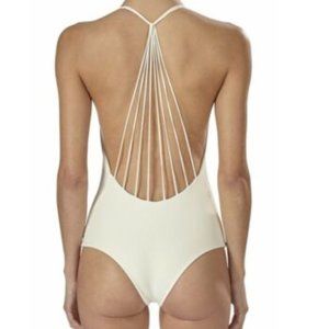 MIKOH WHITE COPACABANA MULTI SKINNY STRING RACER BACK ONE PIECE (S) NWT